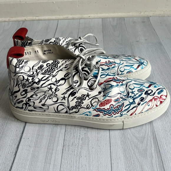 RARE Del Toro x Pepsi Live For Now Blue & Red Printed Leather Chukkas Size 11 - Picture 9 of 11
